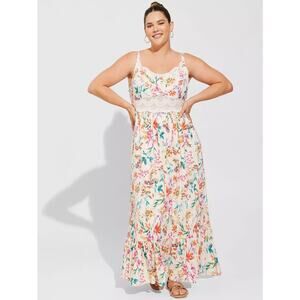 Torrid floral lace empire waist floral maxi dress womens 2X fairy cottage boho